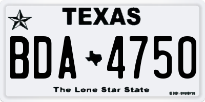 TX license plate BDA4750