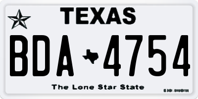 TX license plate BDA4754