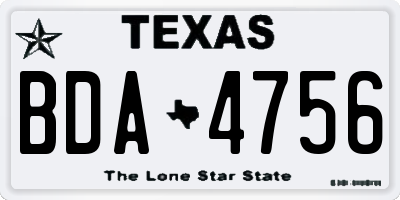 TX license plate BDA4756