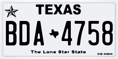 TX license plate BDA4758
