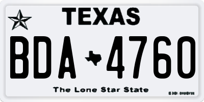 TX license plate BDA4760