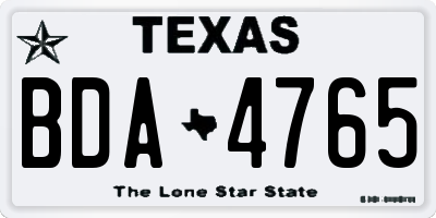 TX license plate BDA4765