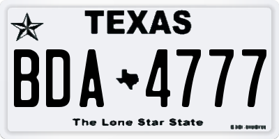 TX license plate BDA4777
