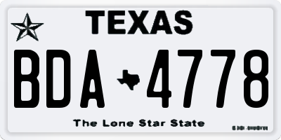 TX license plate BDA4778