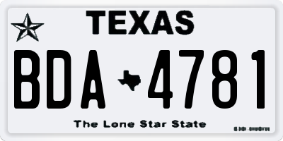 TX license plate BDA4781