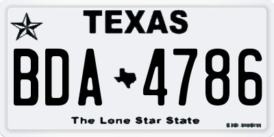 TX license plate BDA4786