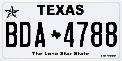 TX license plate BDA4788