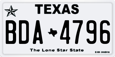 TX license plate BDA4796