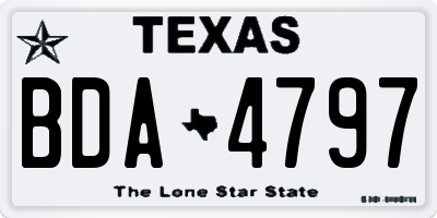 TX license plate BDA4797