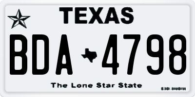 TX license plate BDA4798