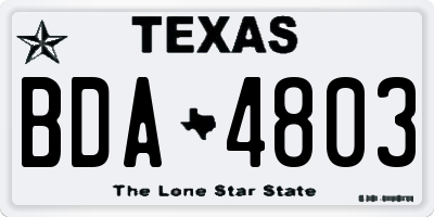 TX license plate BDA4803