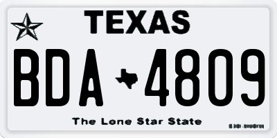 TX license plate BDA4809