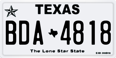 TX license plate BDA4818