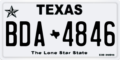 TX license plate BDA4846