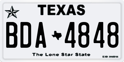 TX license plate BDA4848
