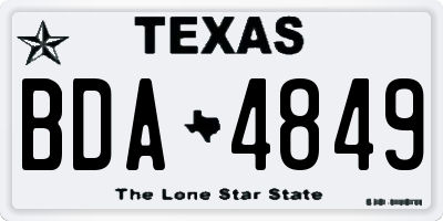 TX license plate BDA4849
