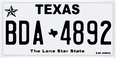 TX license plate BDA4892