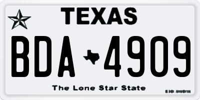 TX license plate BDA4909