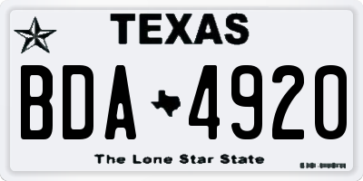 TX license plate BDA4920