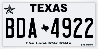 TX license plate BDA4922