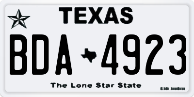 TX license plate BDA4923