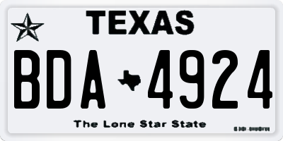 TX license plate BDA4924