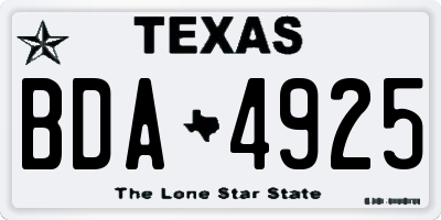 TX license plate BDA4925