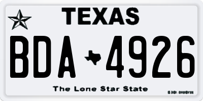 TX license plate BDA4926