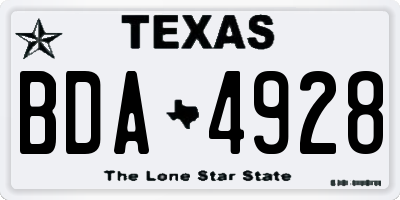 TX license plate BDA4928