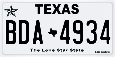 TX license plate BDA4934