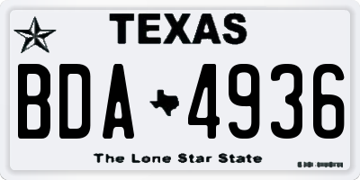 TX license plate BDA4936