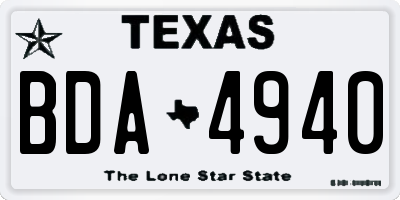 TX license plate BDA4940