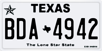 TX license plate BDA4942