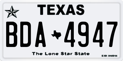 TX license plate BDA4947