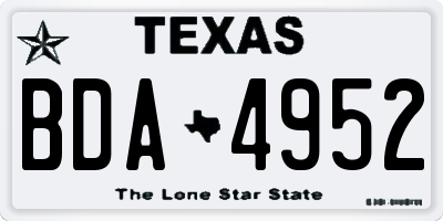 TX license plate BDA4952