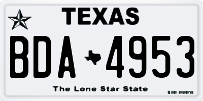 TX license plate BDA4953