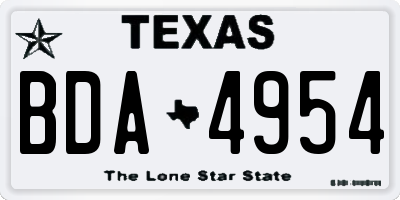 TX license plate BDA4954