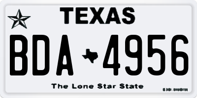 TX license plate BDA4956