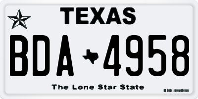 TX license plate BDA4958