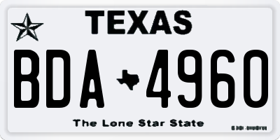 TX license plate BDA4960
