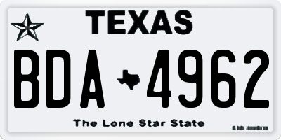 TX license plate BDA4962