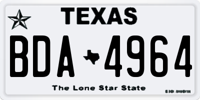 TX license plate BDA4964