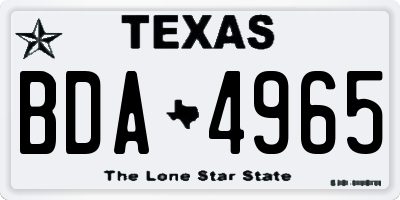 TX license plate BDA4965