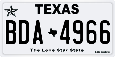 TX license plate BDA4966