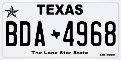 TX license plate BDA4968