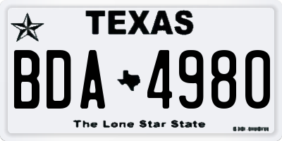 TX license plate BDA4980