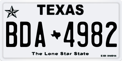TX license plate BDA4982