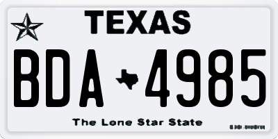 TX license plate BDA4985