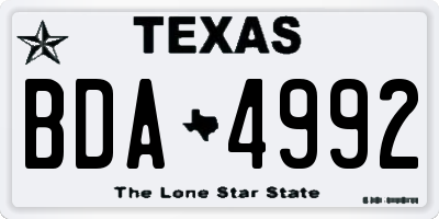TX license plate BDA4992