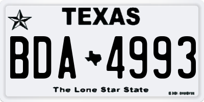 TX license plate BDA4993